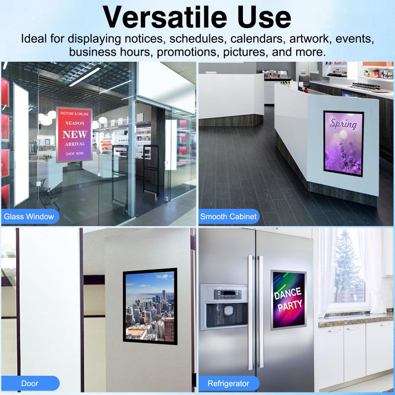 MFoffice 11x17 Window Poster Frame Made of Durable PVC and Strong Magnetic,Self Adhesive Flexible Display Frame,Black,Pack of 2 - Image 2